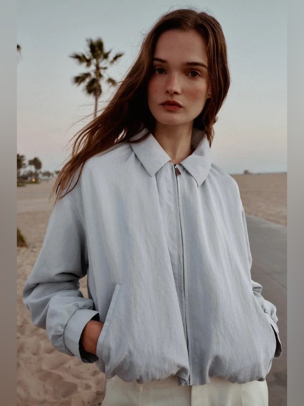 Zara Sky Blue Puffball Balloon Bomber Jacket M NWT